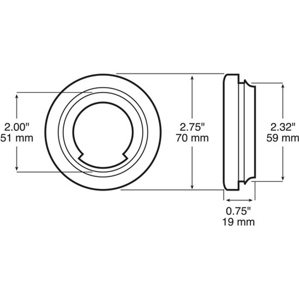 Rubber Grommet For 2 Inch Round Light, Flush Mount