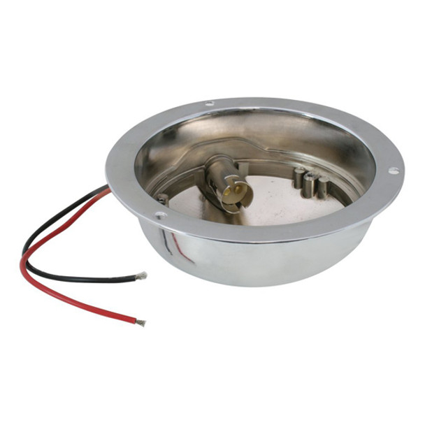 4 Inch Round 24 LED S/T/T Light, Flush Mount W/ Chrome Housing - Red LED/ Red Lens