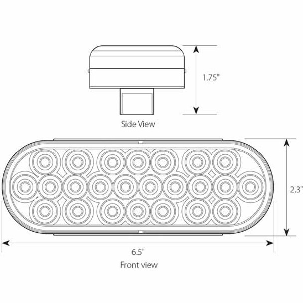 6 1/2 Inch Oval 24 LED Pearl Stop/Turn/Tail Light - Red LED / Red Lens