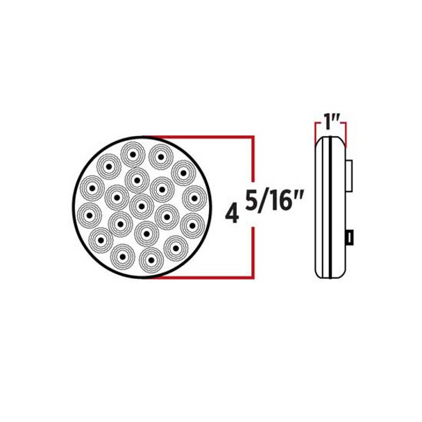 4 Inch 12 Diode Round Red LED Stop, Tail & Turn Light Clear Lens