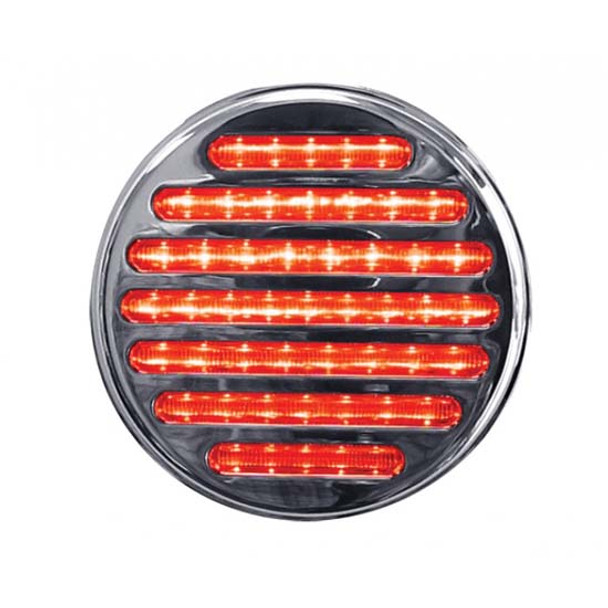 4 Inch Round 49 Diode Flatline Red LED Stop, Tail & Turn Light W/ Clear Lens
