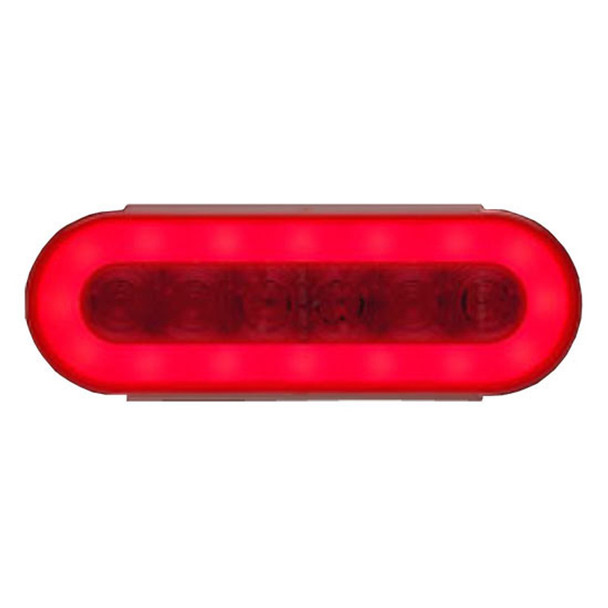 6 LED Oval Stop, Turn & Tail Glolight W/ 3 Prong Plug - Red LED/ Red Lens