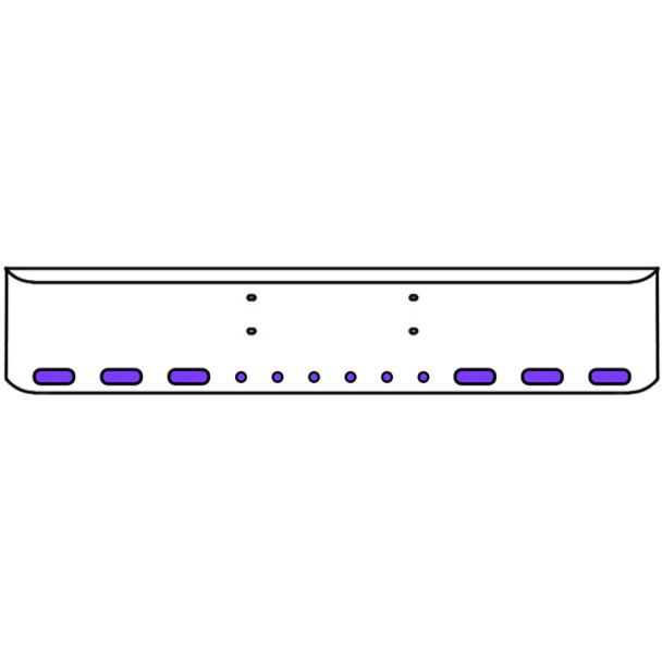 20 Inch Chrome Texas Rolled End Bumper Kit W/ Bolt Holes And 6 Oval-6 Round 2 Inch Amber-Purple Dual Revolution Lights With Visors For Western Star Constellation, Heritage