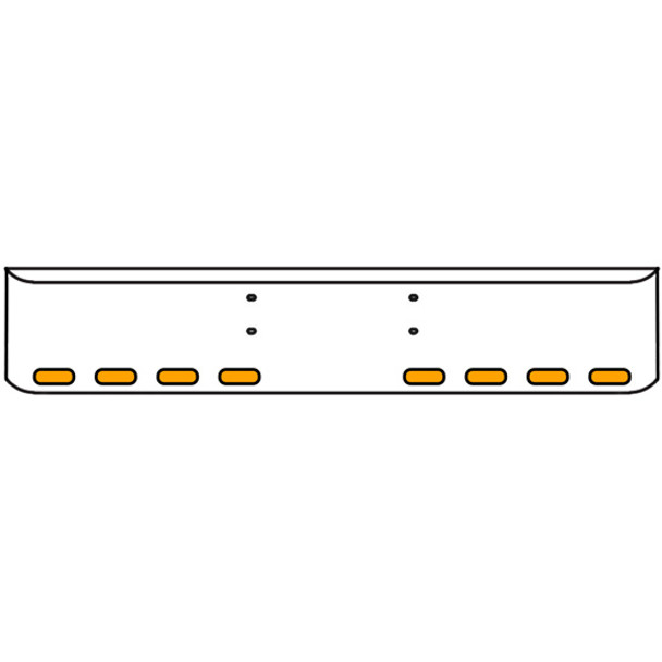 20 Inch Chrome Texas Rolled End Bumper Kit W/ Bolt Holes And 8 Oval Amber-Clear Mirage Lights For Western Star Constellation, Heritage