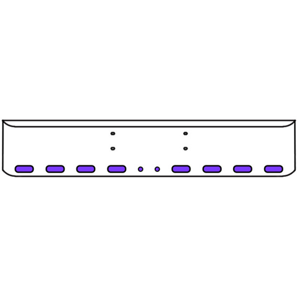 20 Inch Chrome Texas Rolled End Bumper Kit W/ Bolt Holes And 8 Oval-2 Round 2 Inch Amber-Purple Dual Revolution Lights For Western Star Constellation, Heritage