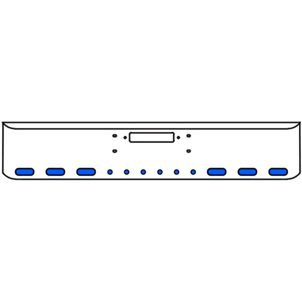 20 Inch Chrome Texas Rolled End Bumper Kit W/ Center Tow Hole And 6 Oval-6 Round 2 Inch Amber-Blue Dual Revolution Lights For Western Star Constellation, Heritage