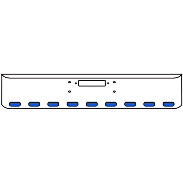 20 Inch Chrome Texas Rolled End Bumper Kit W/ Center Tow Hole And 9 Oval Amber-Blue Dual Revolution Lights For Western Star Constellation, Heritage