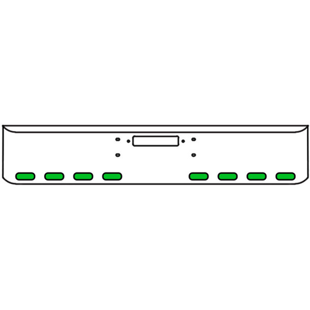 20 Inch Chrome Texas Rolled End Bumper Kit W/ Center Tow Hole And 8 Oval Amber-Green Dual Revolution Lights With Visors For Western Star Constellation, Heritage