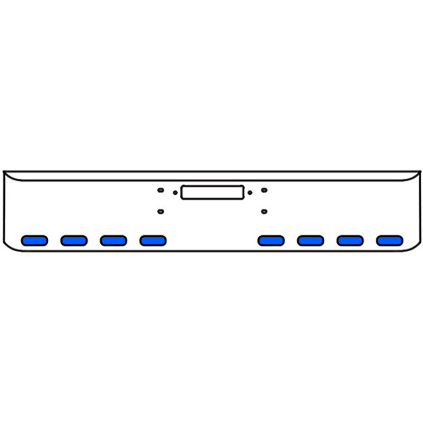 20 Inch Chrome Texas Rolled End Bumper Kit W/ Center Tow Hole And 8 Oval Amber-Blue Dual Revolution Lights For Western Star Constellation, Heritage