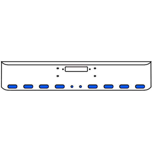 20 Inch Chrome Texas Rolled End Bumper Kit W/ Center Tow Hole And 8 Oval-2 Round 2 Inch Amber-Blue Dual Revolution Lights With Visors For Western Star Constellation, Heritage