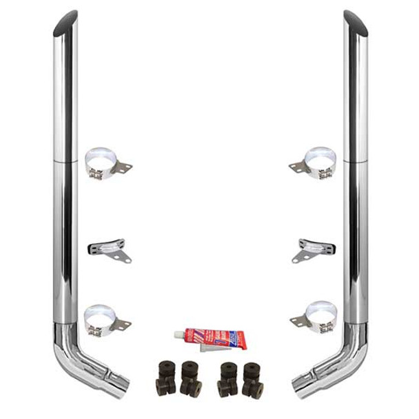 BESTfit 7-5 X 120 Inch Chrome Exhaust Kit W/ Miter Stacks & OE Style Elbows For Peterbilt 378, 379