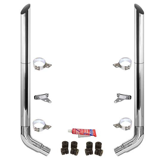 BESTfit 7-5 X 120 Inch Chrome Exhaust Kit W/ Miter Stacks & OE Style Elbows For Peterbilt 378, 379, 389 Glider