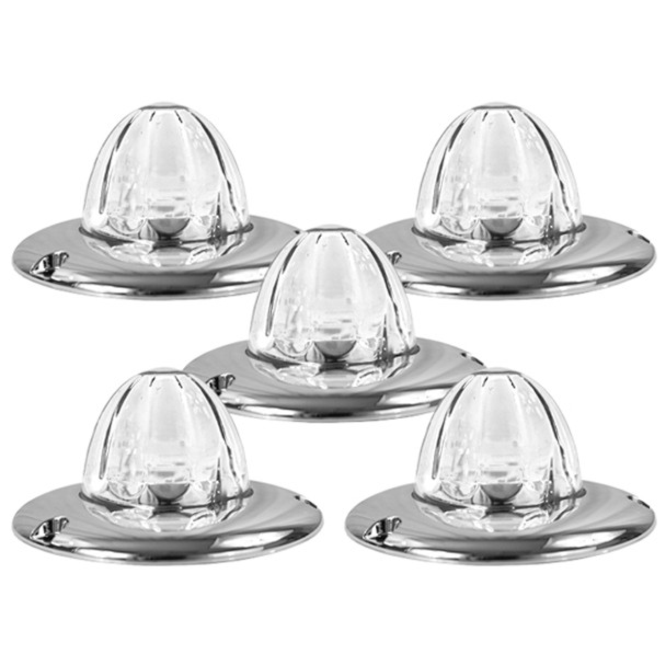 Legendary Glass 3-1/2 Inch Watermelon Amber-Clear LED Light W/ Chrome Flat Bezel-5 Pack