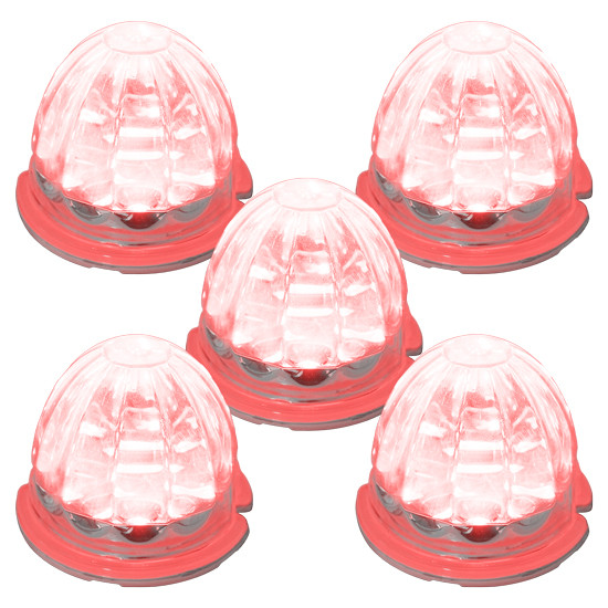 Legendary Glass 3-1/2 Inch Watermelon Red-Clear LED Light W/O Bezel-5 Pack