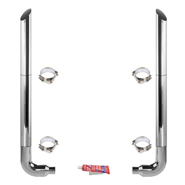 BESTfit 6-5 X 114 Inch Chrome Exhaust Kit With Miter Cut Stacks For Freightliner Classic & FLD