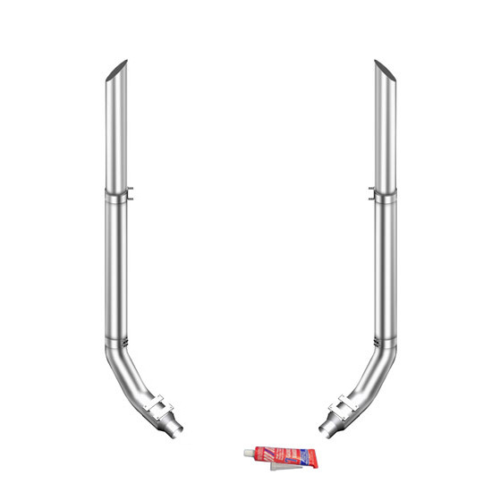 Lincoln Chrome 7-5 X 108 Inch Exhaust Kit With Miter Stacks & KW8615 Elbows