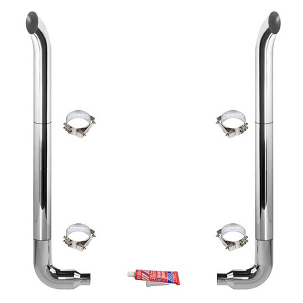 BESTfit 7-5 X 102 Inch Chrome Exhaust Kit With West Coast Turnout Stacks For Freightliner Classic & FLD