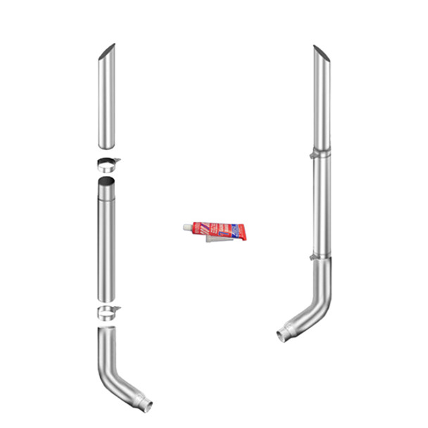 Lincoln Chrome 7-5 X 96 Inch Exhaust Kit W/ Miter Stacks & OE Style Elbows For Peterbilt 359 ,1967 - 1987