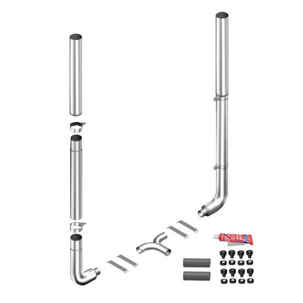 Lincoln Chrome 6-5 X 102 Inch Chrome Exhaust Kit W/ Flat Top Stacks, Long 90S & Y-Pipe W/ Flex Connection