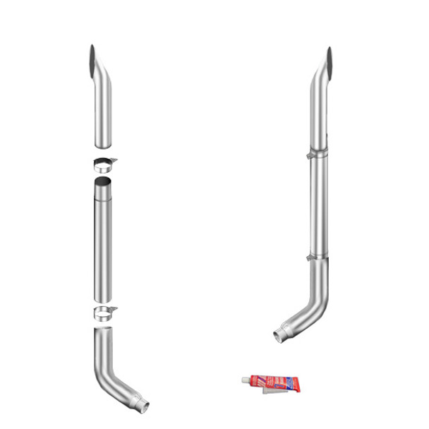 Lincoln Chrome 7-5 X 102 Inch Exhaust Kit W/ Short 30 Stacks & OE Style Elbows For Peterbilt 359 ,1967 - 1987