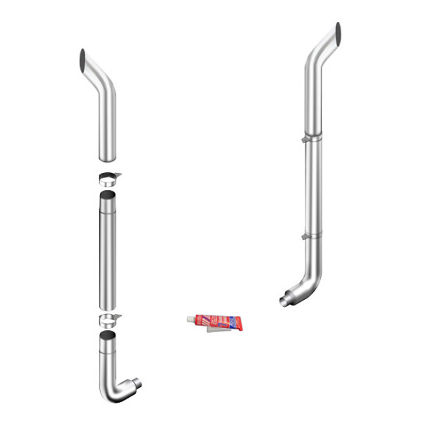 Lincoln Chrome 6-5 X 108 Inch Chrome Exhaust Kit W/ Bull Hauler Stacks & Long Drop Elbows