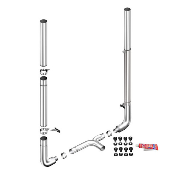 Lincoln Chrome 7-5 X 120 Inch Exhaust Kit W/ Flat Top Stacks, Long 90S & Chrome Tapered Y-Pipe