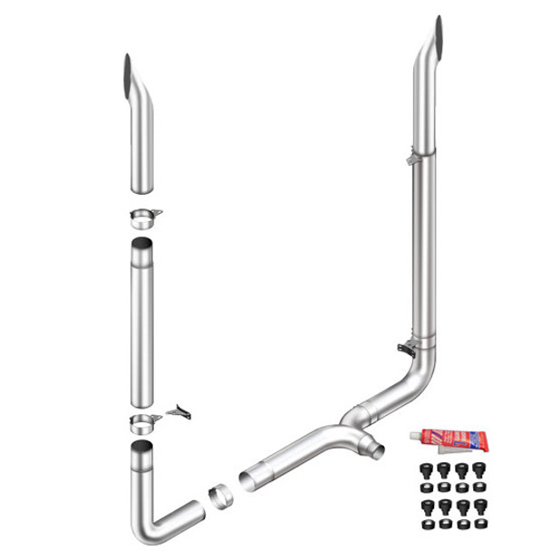 Lincoln Chrome 7-5 X 120 Inch Exhaust Kit W/ Short 30 Stacks, Long 90S & Chrome Tapered Y-Pipe