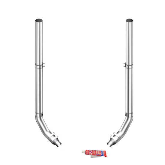 Lincoln Chrome 6-5 X 114 Inch Exhaust Kit With Flat Top Stacks & K180-18615 Elbows