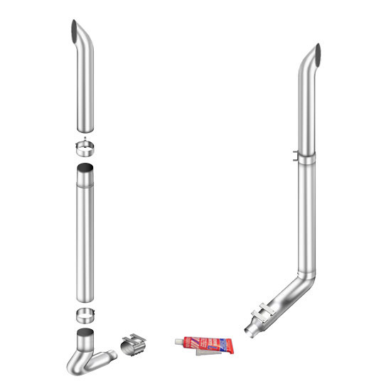 Lincoln Chrome 7-5 X 114 Inch Exhaust Kit With West Coast Turnout Stacks & K180-18616 Elbows