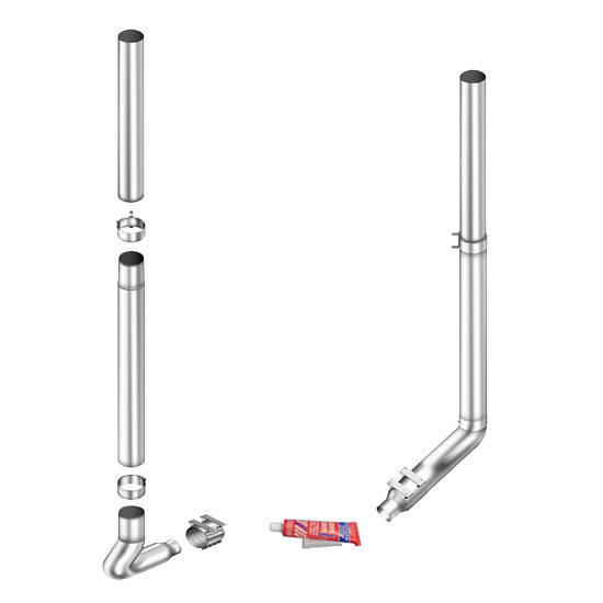 Lincoln Chrome 7-5 X 96 Inch Exhaust Kit With Flat Top Stacks & K180-18616 Elbows