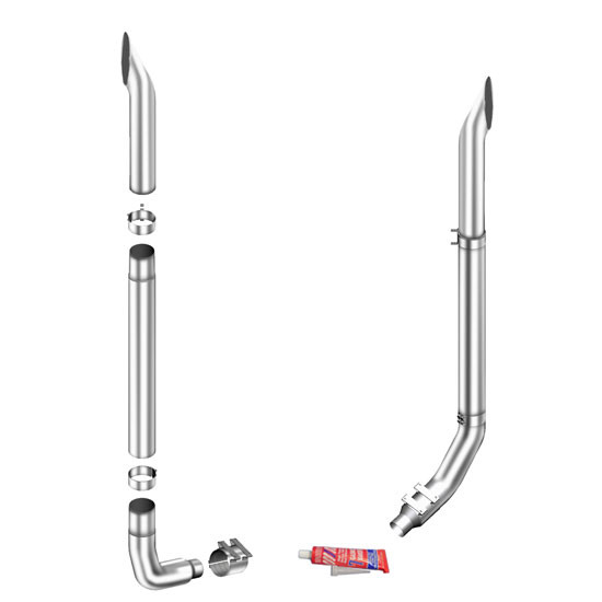 Lincoln Chrome 8-5 X 114 Inch Exhaust Kit With Short 30 Stacks & K180-18615 Elbows