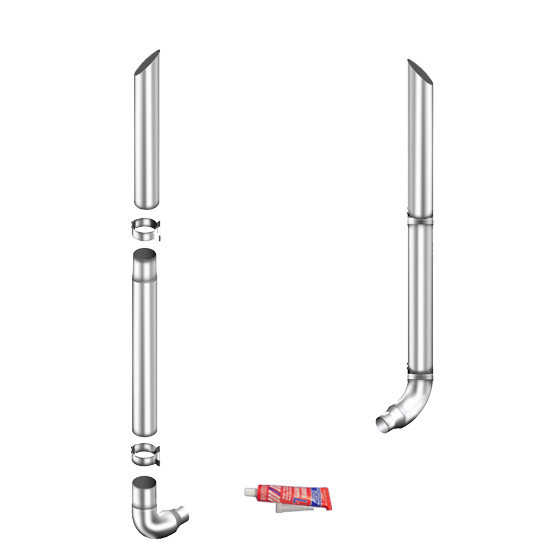 Lincoln Chrome 6-5 X 114 Inch Exhaust Kit With Miter Cut Stacks & OE Style Elbows For Freightliner Classic & FLD
