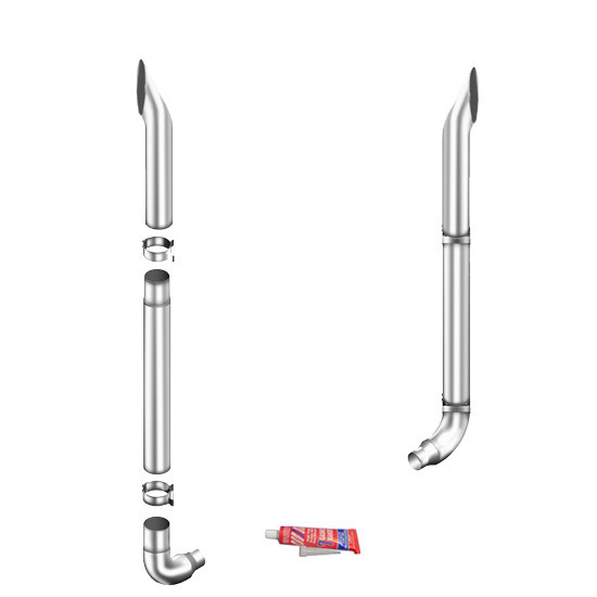 Lincoln Chrome 7-5 X 96 Inch Exhaust Kit With Short 30 Stacks & OE Style Elbows For Freightliner Classic & FLD