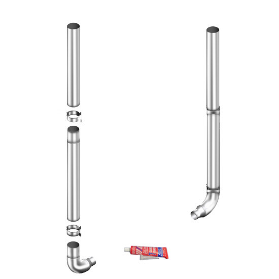 Lincoln Chrome 8-5 X 102 Inch Exhaust Kit With Flat Top Stacks & OE Style Elbows For Freightliner Classic & FLD