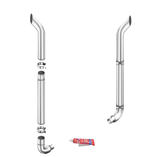 Lincoln Chrome 8-5 X 102 Inch Exhaust Kit With Bull Hauler Stacks & OE Style Elbows For Freightliner Classic & FLD