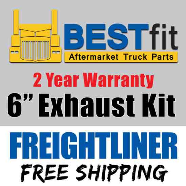 BESTfit 6-5 X 108 Inch Chrome Exhaust Kit With West Coast Stacks For Freightliner Coronado
