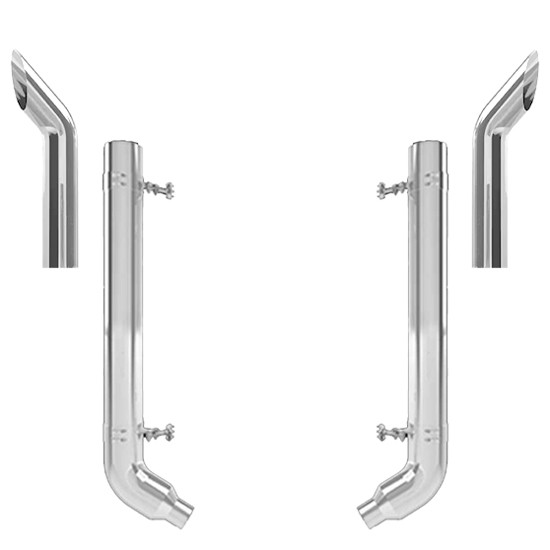 Peterbilt 379 2003-2006 8 X 55 Inch Spool & SYS Elbow Exhaust Kit W/ 44 Inch Bull Hauler Stacks