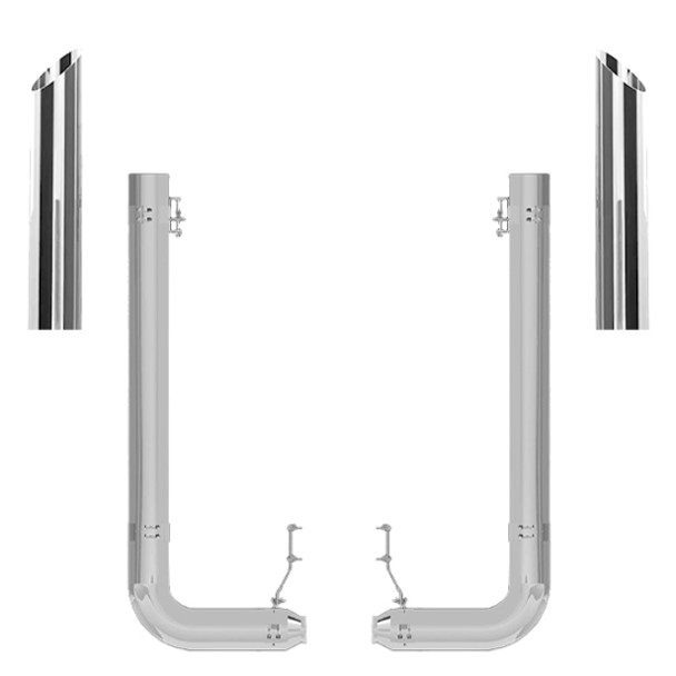 Peterbilt 389 2018-2023 5 Inch Chrome Pickett Step Move Exhaust Kit W/ 68 Inch Miter Stacks