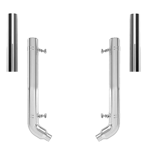 Peterbilt 379 1987-2003 7 X 52 Inch Quiet Spool & SYS Elbow Exhaust Kit W/ 48 Inch Flat Top Stacks