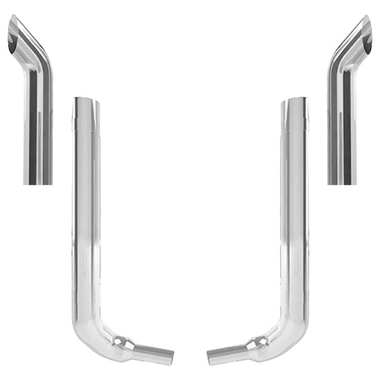 Kenworth W900L 5 X 52 Inch Spool & 45 Inch Box Step Elbow Exhaust Kit W/ 36 Inch Curve Stacks