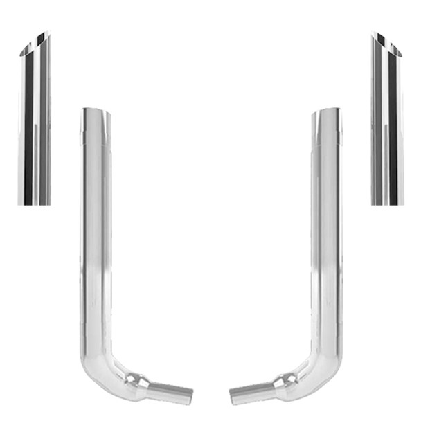 Kenworth W900L 5 X 52 Inch Quiet Spool & 45 Inch Box Step Elbow Exhaust Kit W/ 48 Inch Miter Stacks Kenworth W900L 5 X 52 Inch Quiet Spool & 45 Inch Box Step Elbow Exhaust Kit W/ 48 Inch Miter Stacks