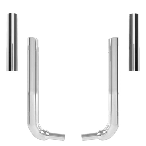 Kenworth W900L 6-5 X 52 Inch Spool & 40 Inch Box Step Elbow Exhaust Kit W/ 48 Inch Flat Top Stacks