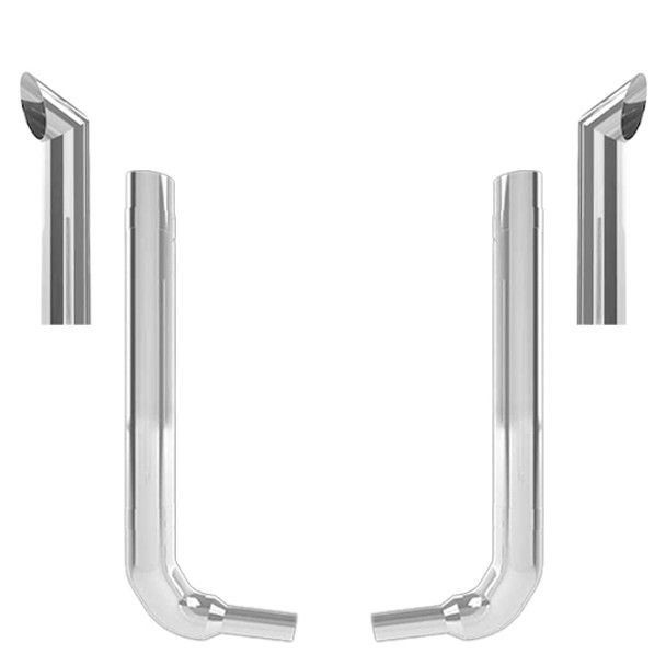 Kenworth W900L 7-5 X 52 Inch Quiet Spool & 40 Inch Box Step Elbow Exhaust Kit W/ 60 Inch Chino Stacks