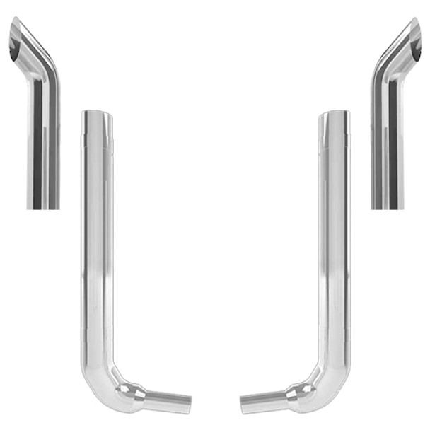 Kenworth W900L 7-5 X 52 Inch Quiet Spool & 40 Inch Box Step Elbow Exhaust Kit W/ 54 Inch Curve Stacks
