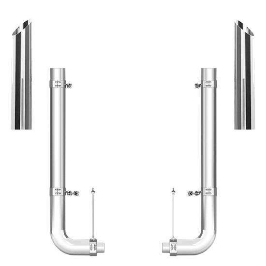 Peterbilt 379 2003-2006 5 X 55 Inch Spool & Pickett Style Elbow Exhaust Kit W/ 54 Inch Miter Stacks