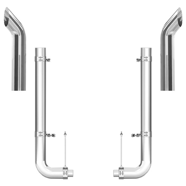 Peterbilt 379 1987-2003 7-5 X 52 Inch Spool & Pickett Style Elbow Exhaust Kit W/ 54 Inch Curve Stacks
