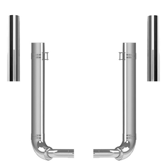 Kenworth Day Cab T800 1986-2007 6-5 X 48 Inch Spool & Over Frame Elbow Exhaust Kit With 60 Inch Flat Top Stacks