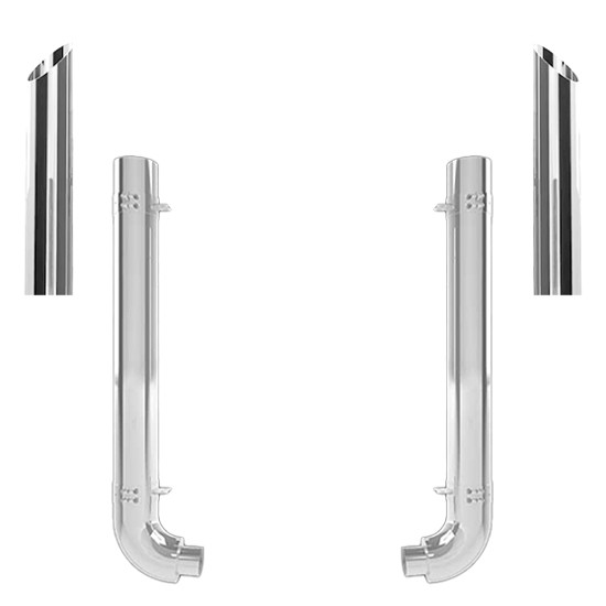 Western Star 4964 Constellation 5 X 52 Inch Quiet Spool & OEM Style Elbow Exhaust Kit W/ 36 Inch Miter Stacks