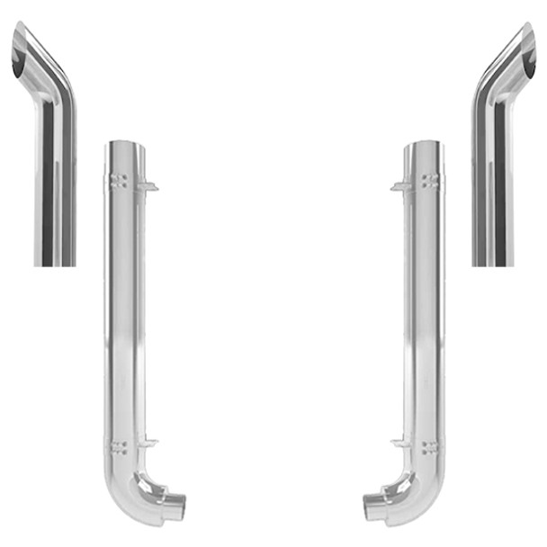 Western Star 4964 Heritage 1988-1995 6-5 X 52 Inch Quiet Spool & OEM Style Elbow Exhaust Kit W/ 36 Inch Curve Stacks