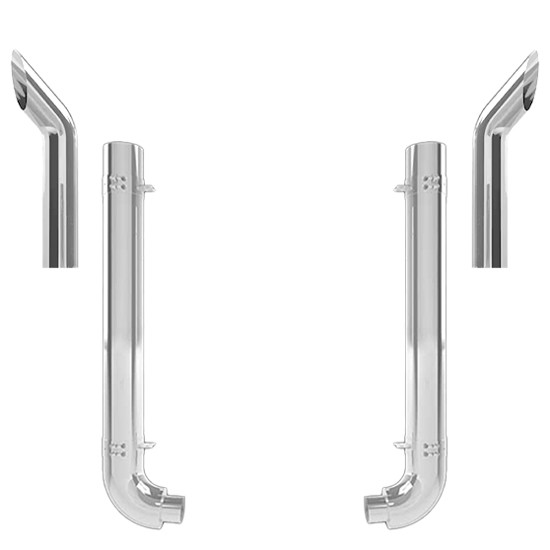 Western Star 4964 Constellation 5 X 52 Inch Quiet Spool & OEM Style Elbow Exhaust Kit W/ 44 Inch Bull Hauler Stacks